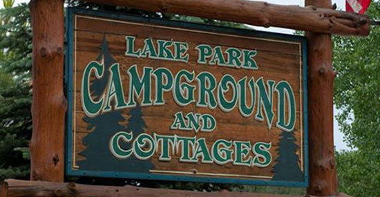 lake park campground sign
